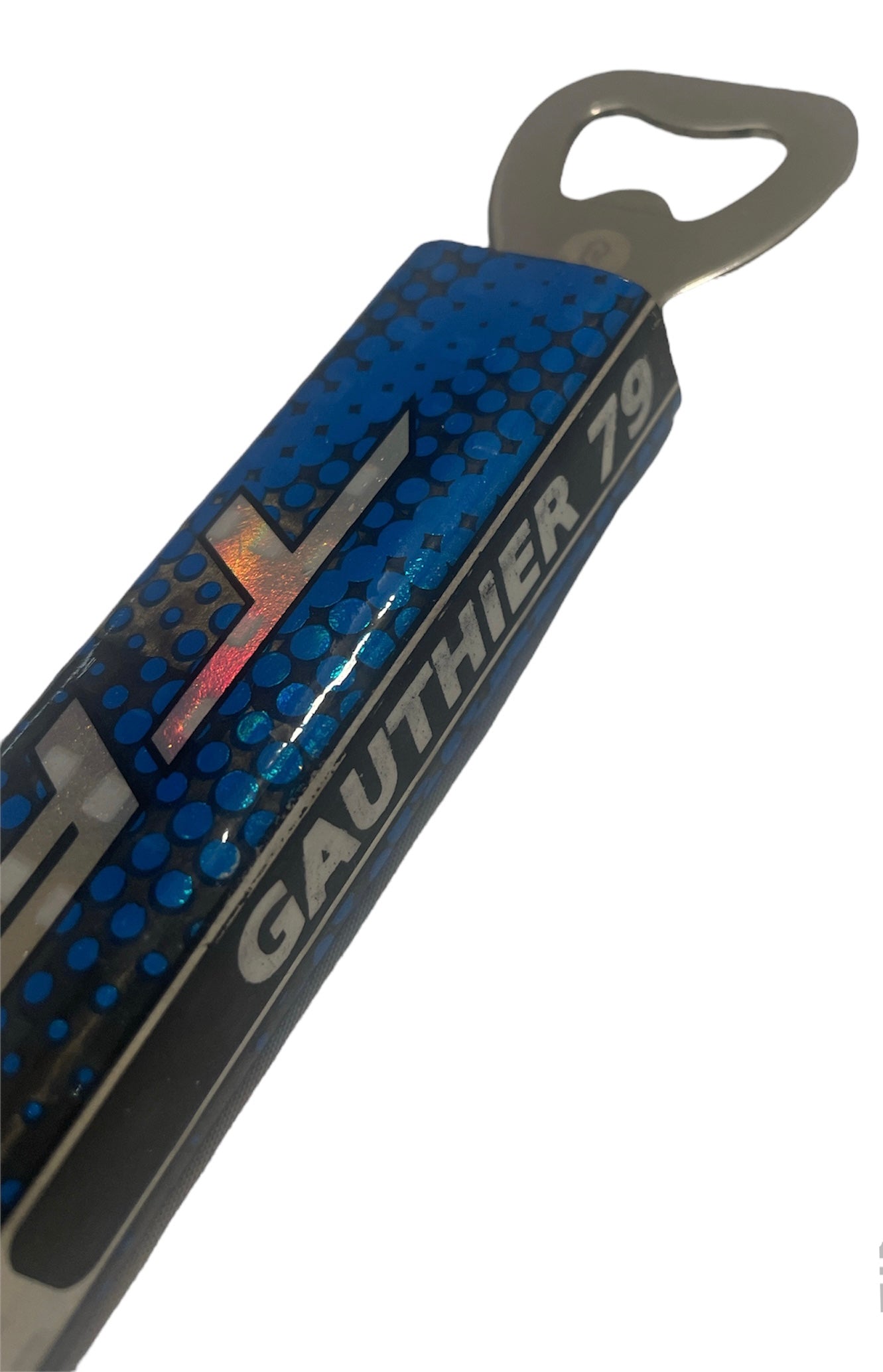 Ethan Gauthier Game Used Stick; Bottle Opener